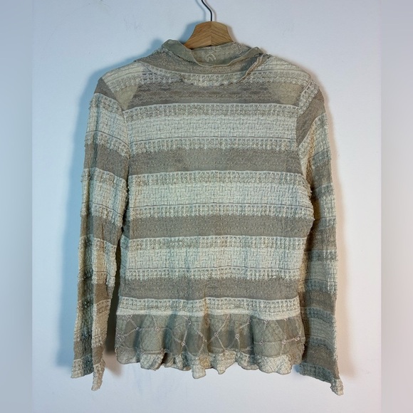 IC Collection Connie K Cardigan Ruffle Ivory Lace Button Lagenlook Boho Fairy M - Picture 3 of 13